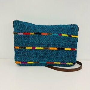 Turquoise Striped Boho Wool Crossbody